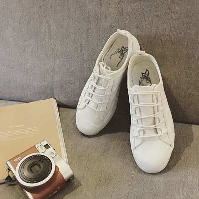 2016韩国四季百搭两色男士休闲鞋小白鞋交叉