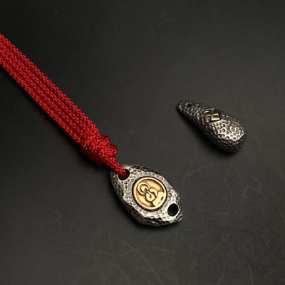 足银黄铜复古佛印挂牌背云二饼挂扣挂坠108佛珠手串diy高端配饰