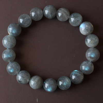 天然灰色月光石手链 拉长石水晶珠链 带月光效应