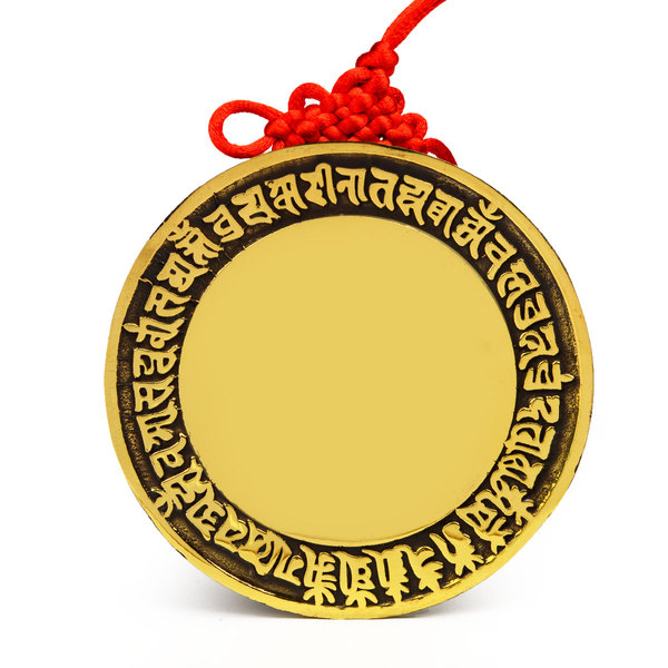 风水阁 铜准提镜照妖镜子铜器辟邪镇宅铜镜开光风水镜藏文镜挂件