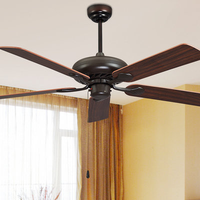 中式吊扇 桃木色木制风扇欧式复古仿古餐厅吊扇 餐厅客厅装饰风扇