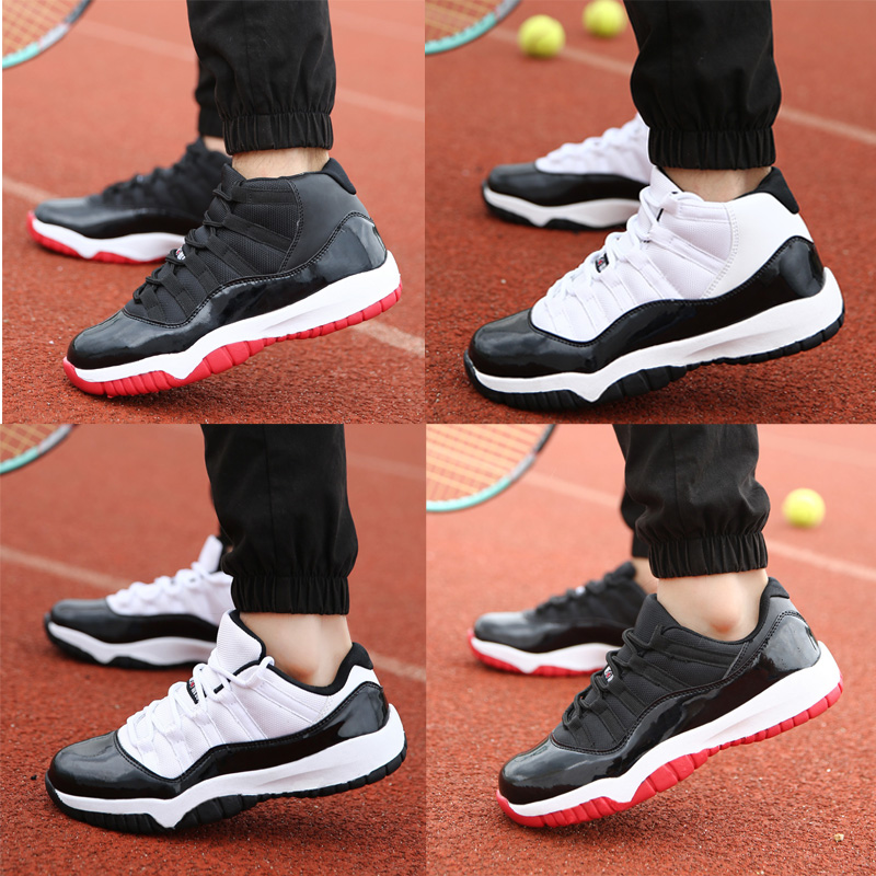 2015 Summer AJ11 Joe 11 generations of basketball shoes men wear breathable low- top basketball shoes, men's sports shoes black and red