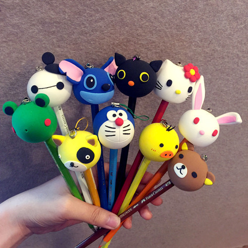 六一儿童节史迪仔轻松熊大白鼻孔鸡猫卡通人偶定制粘土公仔笔套