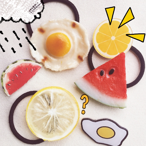 日本原宿森女系ulzzang小清新西瓜柠檬发夹边夹 可爱软妹水果发圈