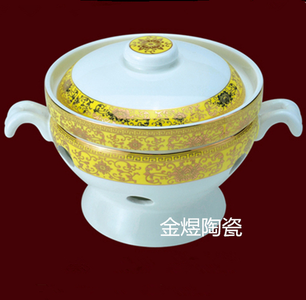 酒店黄金雪燕窝鲍鱼海参炖盅甜品炖品蜡烛加热炉餐具一位翅盅连炉