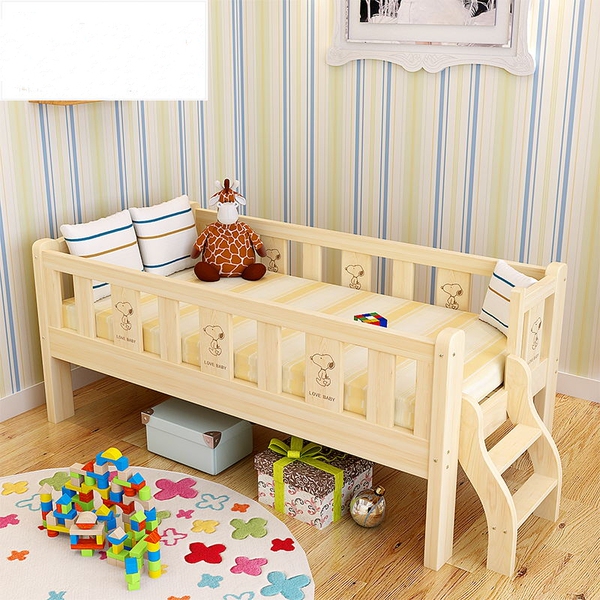 新款3岁5岁7岁儿童床男童女婴儿床实木床环保宝宝小床童带护栏