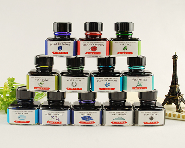 法国j.herbin d系列 彩色瓶装墨水 30ml 钢笔水 30色全 08~39