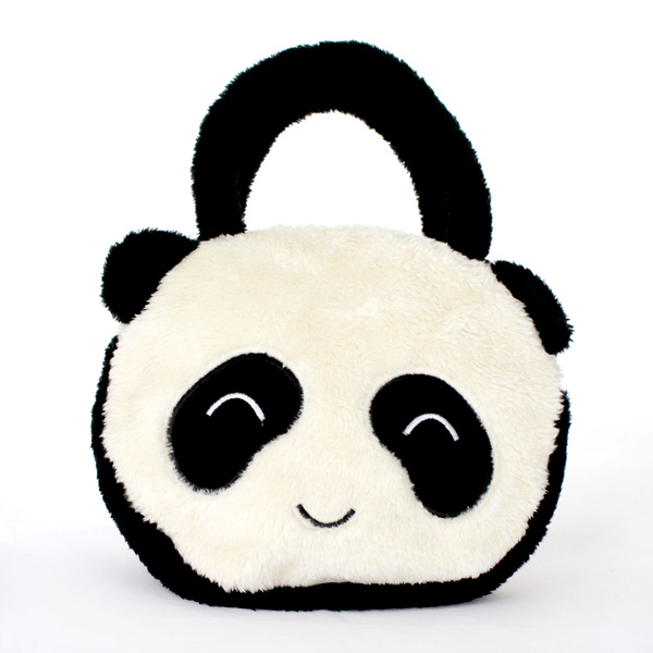 可爱毛绒熊猫手提包 休闲单肩包 搞怪表情手拎包 女士包包