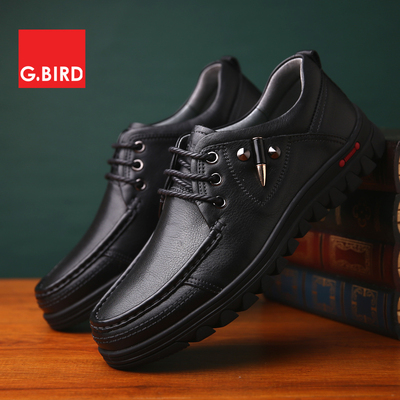 吉祥鸟2016秋季新款头层牛皮男鞋商务休闲皮鞋低帮男式系带m3d655