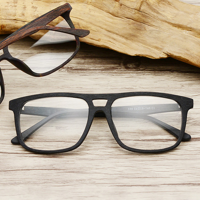 复古木质眼镜框男款大框方框双梁板材眼睛框配近视眼镜架女潮流