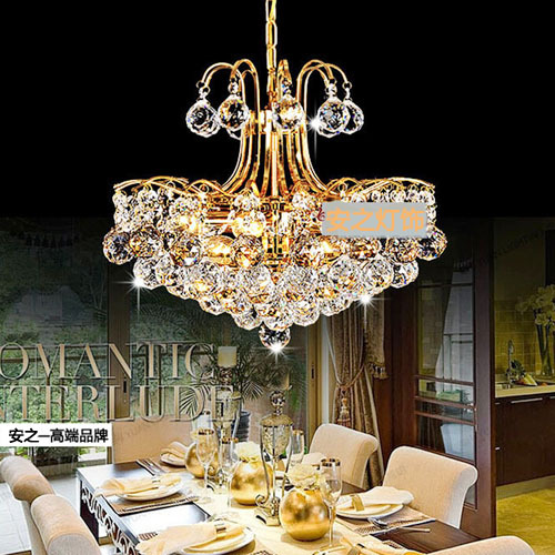 欧式奢华饭厅餐厅灯led餐厅吊灯金色圆形水晶灯客厅大灯主卧室灯
