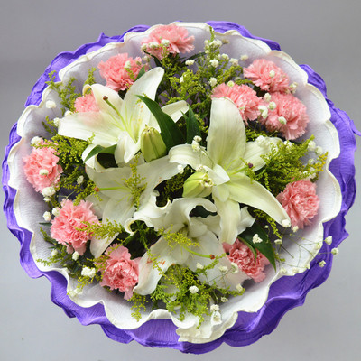 母亲节康乃馨百合花束礼盒送妈妈生日太原小店娄烦鲜花店同城速递