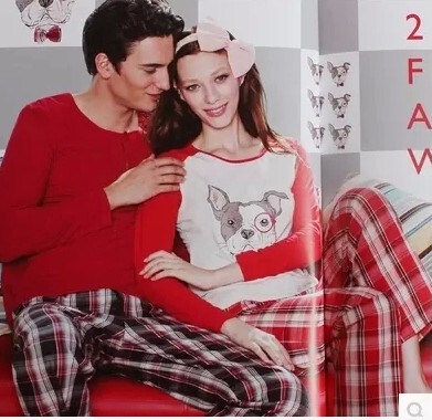 芬狄诗 专柜正品全棉情侣家居服套装女fl6922 男flm030 现货