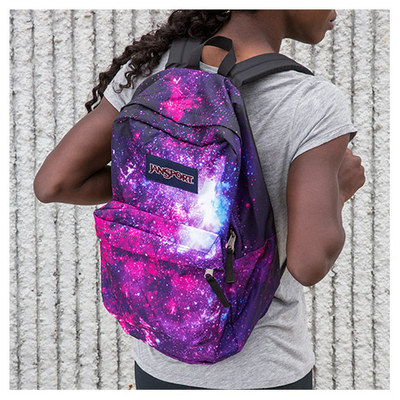 jansport杰斯伯 轻薄校园双肩包书包trs7 zu5 紫色银河星空