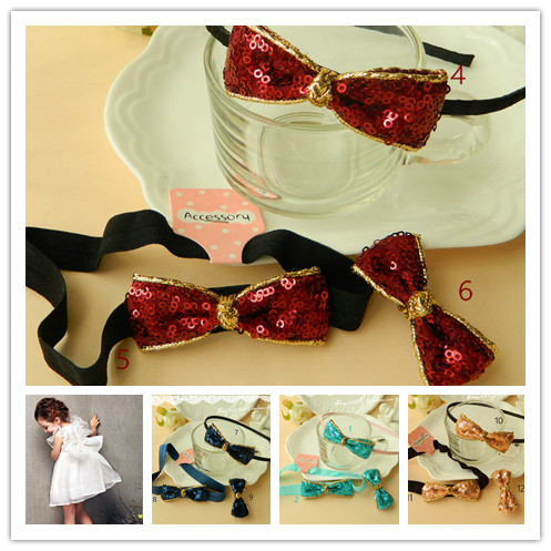 Phnom Penh custom DJ187 fancy sequined bow headband hair bands hair clips flower head leading infant baby hair accessories for children