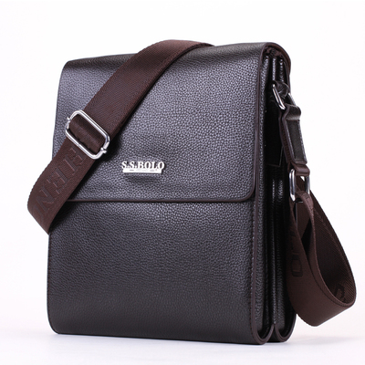 男士真皮单肩包斜挎包牛皮男包公文包时尚休闲包商务包竖款背包