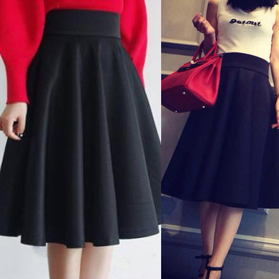 2016秋冬款复古高腰半身裙中长款赫本伞裙字蓬蓬裙包邮