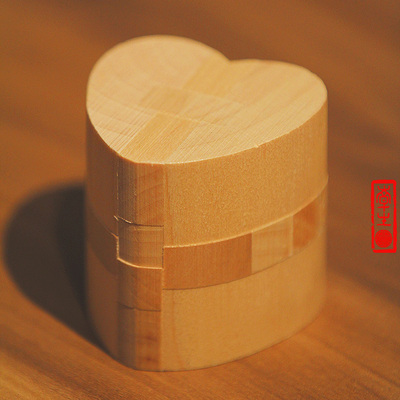 zakka木制孔明锁 鲁班锁智力玩具 高档榉木心锁 爱心形锁具