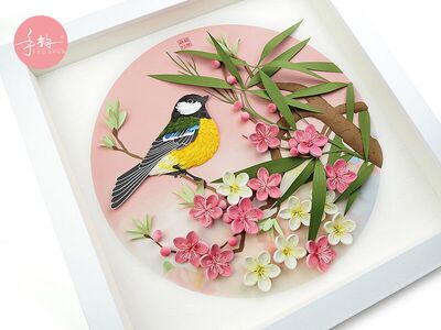 衍纸diy手韵吉祥花鸟系列【欣欣向荣】衍纸画材料包手工卷纸画