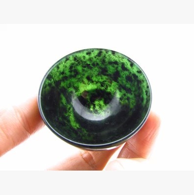 纯天然黑绿玉茶杯功夫茶碗活磁墨绿玉保健养生碗珍藏品小号正品