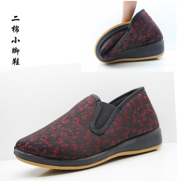 老北京布鞋小脚棉鞋柔软舒适裹脚老太太鞋防滑软底小码女二棉棉鞋