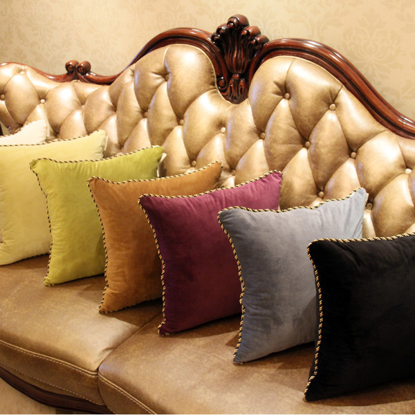 纯色韩国绒靠垫抱枕床头大靠背含芯大沙发靠枕靠垫抱枕套60定制