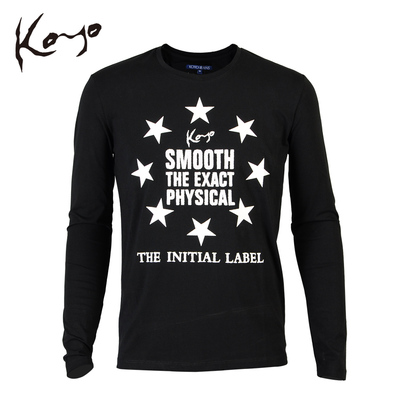 koyo jeans 秋冬新款 潮牌男士修身圆领星星印花长袖打底t恤男装