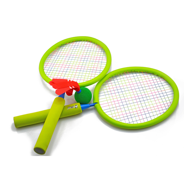 顽童无忧儿童羽毛球拍套装 大圆拍2支拍双拍 室内户外运动玩具