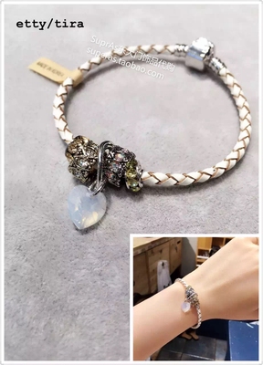 韩国东大门正品饰品代购etty/tira 皮绳潘多拉手链