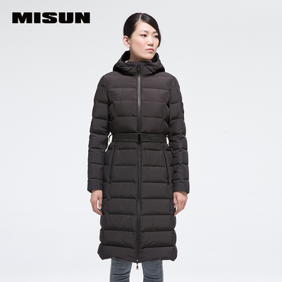 misun/米尚女装中长款无缝极简收腰轻薄羽绒服
