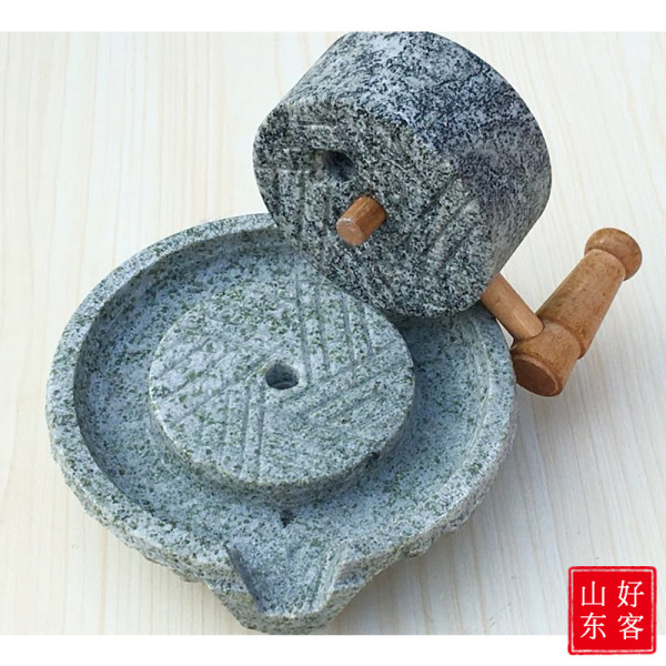 小石磨家用擺件迷你石磨包郵創意家居飾品青石石磨裝飾品