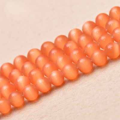 晶利来 diy天然橙色猫眼石半成品散珠批发手链毛衣链手工饰品配件