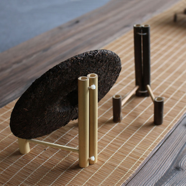 展示架普洱茶架 茶饼架支架茶托 七子饼盘子竹三脚三角形小木架子