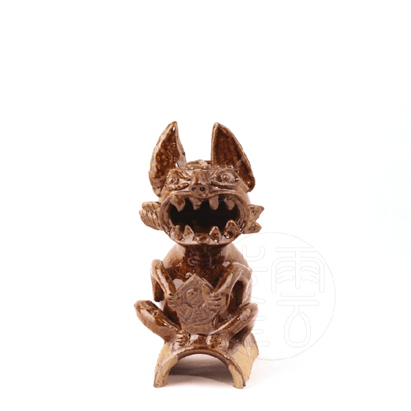 云南民间老艺人手作 大理 棕釉色 小号辟邪瓦猫 摆件招财猫萌萌哒