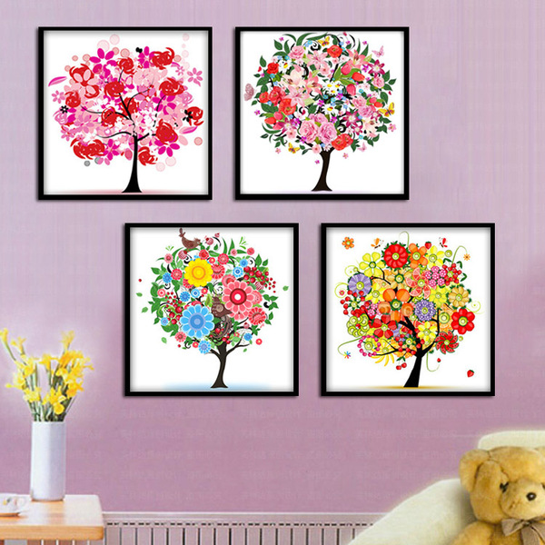 最新款精准印花十字绣 客厅画 卧室神奇树 四季小树系列十字绣