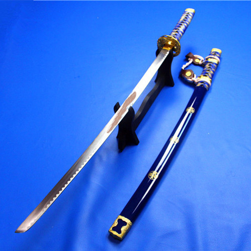 木质刀剑cosplay道具武器日本太刀dnf樱花太刀蓝色 未开刃包邮