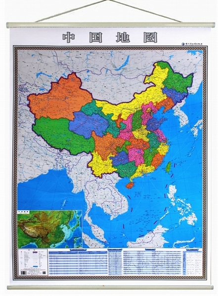 【2015新 划区包邮】竖版中国地图挂图 14米x1米 精装防水