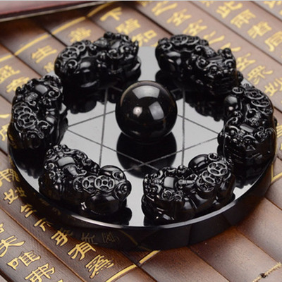 梵善堂 开光黑曜石貔貅 七星阵吉祥摆件 镇宅辟邪招财聚财