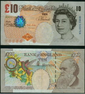全新unc 英国10英镑 英格兰银行 外国纸币钱币 女王头像纸币钱币