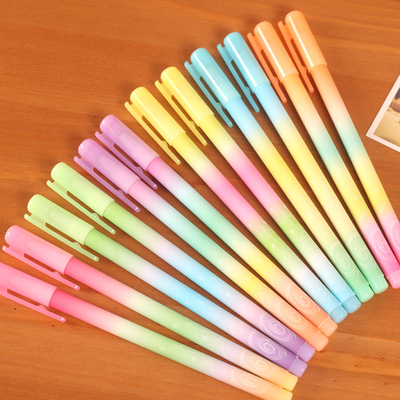 angel zimu 文具 可爱卡通彩色彩虹色中性笔小清新水笔0.38mm163