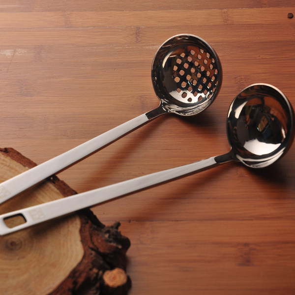 加厚不锈钢防烫火锅汤勺 漏勺 粥勺 盛汤勺 汤漏 2件套 厨具套装