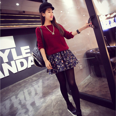 复古高腰修身碎花短裙