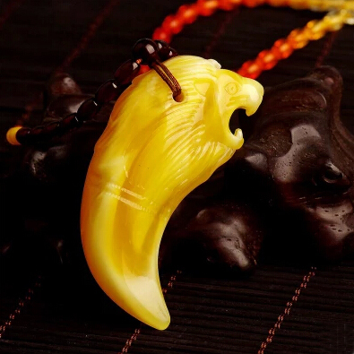 波罗的海 二代压制天然老蜜蜡 琥珀吉祥如意狼牙狮子头吊坠 包邮