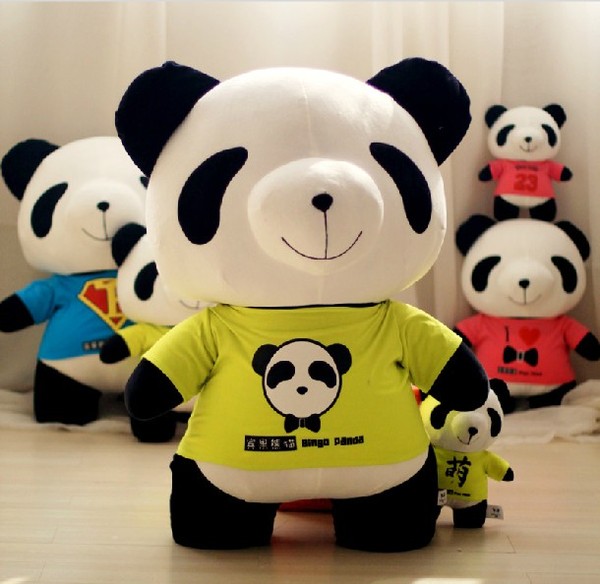 正版宾果熊猫公仔毛绒玩具熊猫娃娃 多款衣服 圣诞节送女孩礼物