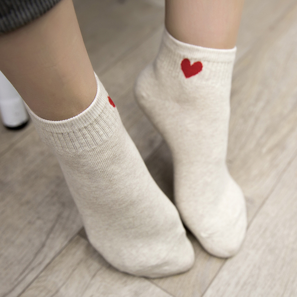 现货2017春新款女袜脚踝袜可爱桃心短款袜