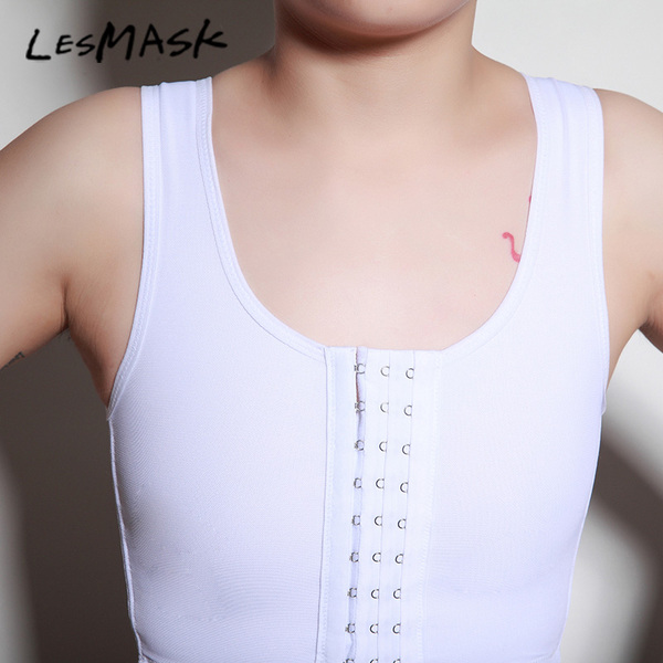 lesmask夏加强短款无绷带tt束胸 前排扣肩带可调束胸内衣 束胸les