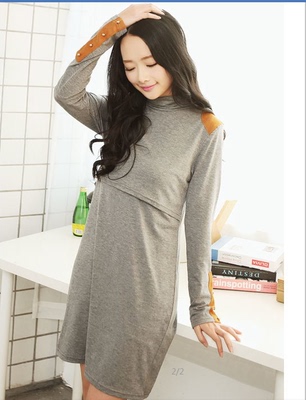 6035#2016实拍春秋款外出哺乳服 孕妇装 哺乳衣 月子服