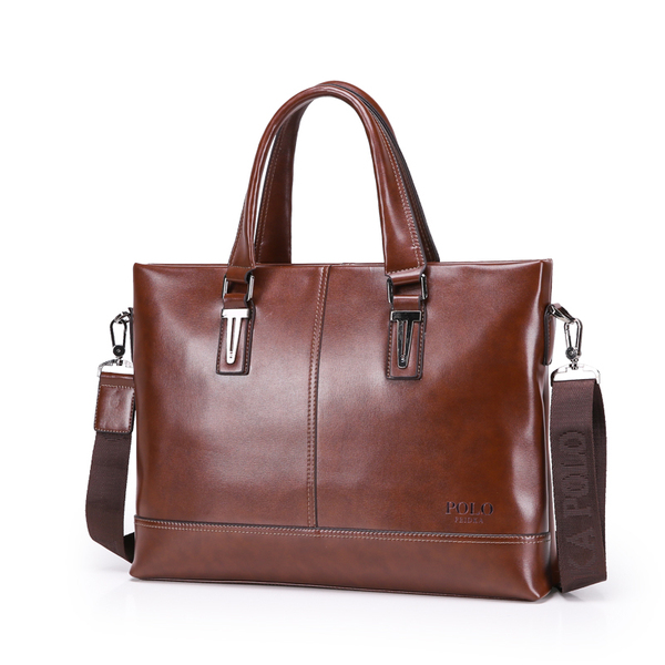 保罗男包商务单肩包斜挎包公文包皮包男士手提包横款斜跨真皮包包