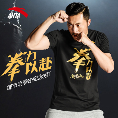 安踏休闲装 男士短袖t恤 2015新款正品纯棉吸湿排汗上衣15527175
