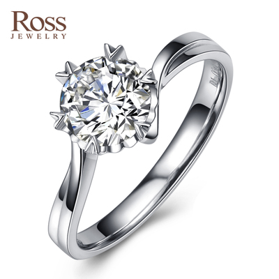 ross乐思珠宝 18k白首饰50分雪花扭臂结婚钻戒正品定制钻石女戒指